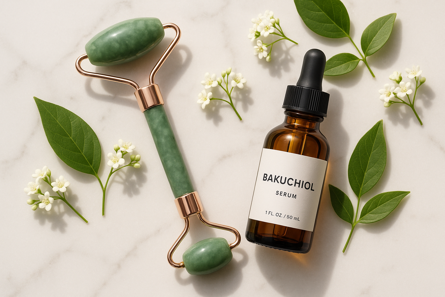 make a picture of my jade roller set and my Bakuchiol serum